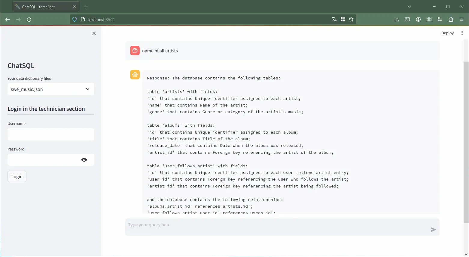 Generated response screenshot